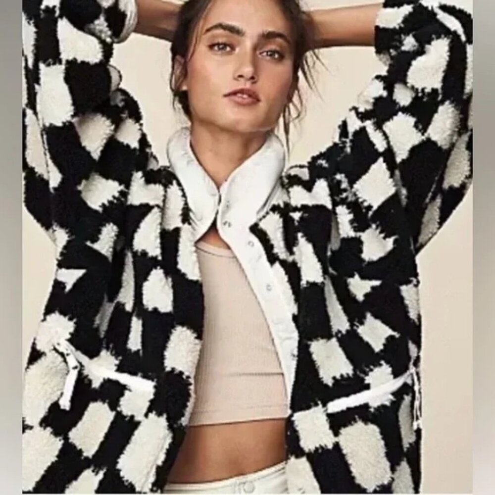 FP Movement by Free People Black and White Checkered Jacket